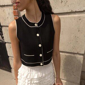 OAK + FORT Black BUTTON UP SWEATER VEST XS